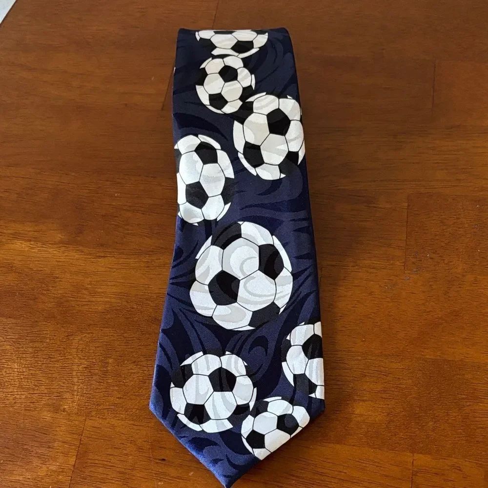 Fratello Hand Made Soccer Patterned Blue Tie